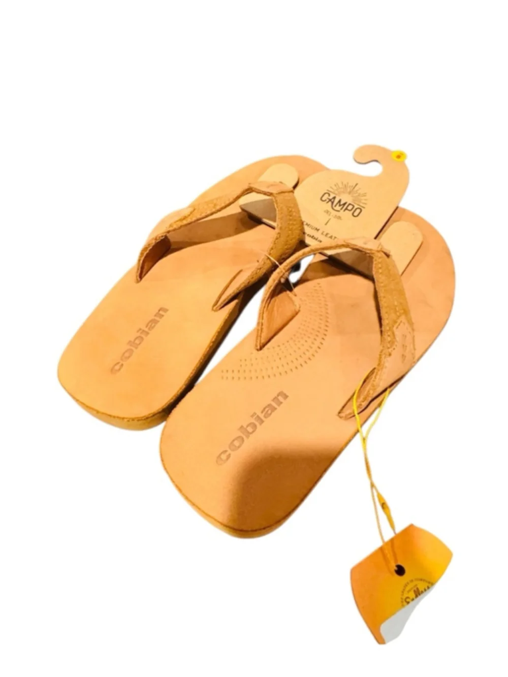 Men's Cobian Lazo Tan Leather Flip-Flops Size 12